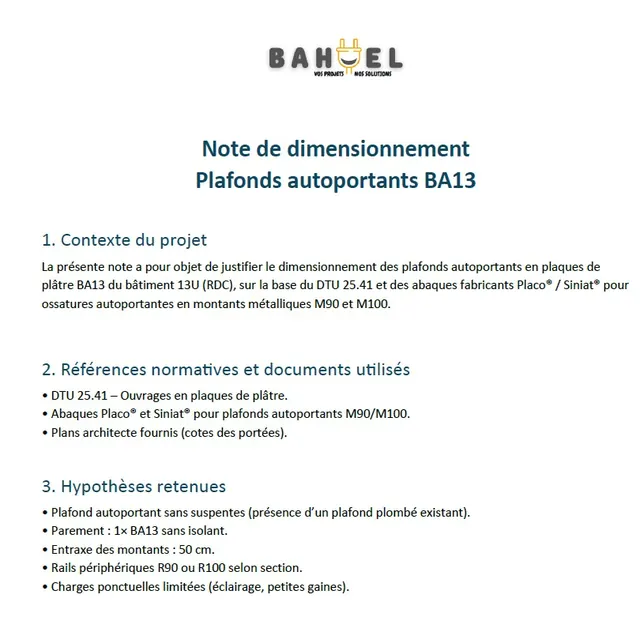 Note de dimensionnement