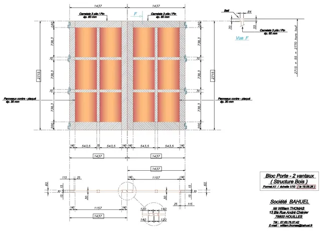 Porte bois acoustique — 2 vantaux
